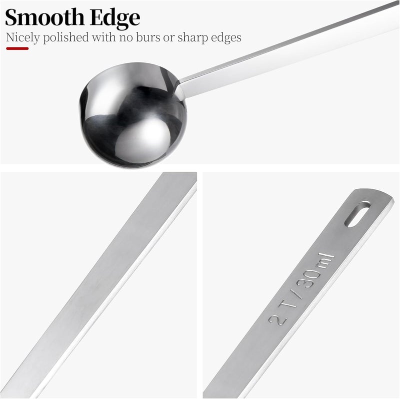 Luxiwise Long Handle Coffee Scoop, 18/8 Stainless Steel Food Grade Measuring Spoon for Coffee Beans Powders Sugar, 10.2in Long Metal Scoop Tablespoon for Easy Container Reach (2tbsp/ 30ml) - Image 4